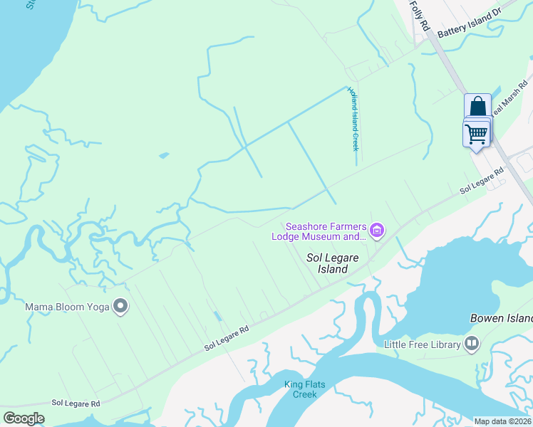 map of restaurants, bars, coffee shops, grocery stores, and more near 1914 State Road S-10-432 in Charleston
