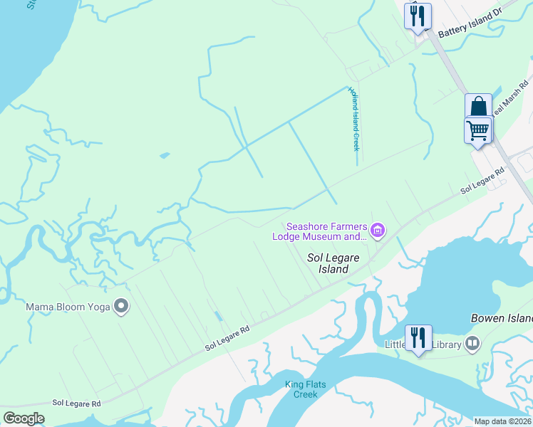 map of restaurants, bars, coffee shops, grocery stores, and more near 1914 State Road S-10-432 in Charleston
