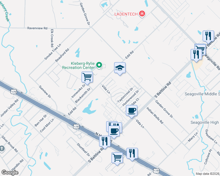 map of restaurants, bars, coffee shops, grocery stores, and more near 1608 Thomaswood Lane in Dallas