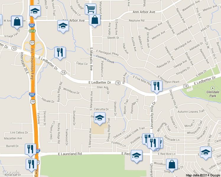 map of restaurants, bars, coffee shops, grocery stores, and more near 910 East Ledbetter Drive in Dallas