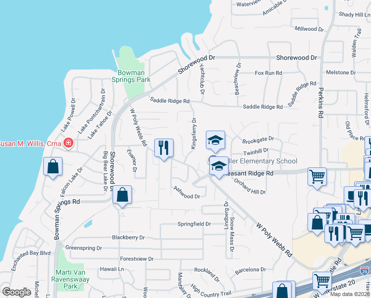 map of restaurants, bars, coffee shops, grocery stores, and more near 4109 Canal Court in Arlington