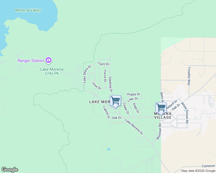 map of restaurants, bars, coffee shops, grocery stores, and more near 2511 Gladiola Drive in Campo