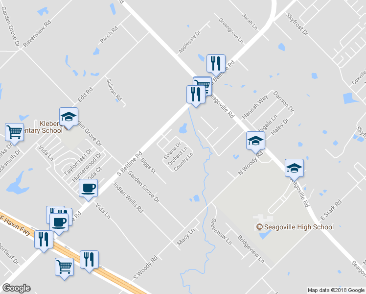 map of restaurants, bars, coffee shops, grocery stores, and more near 1211 Orchard Lane in Dallas