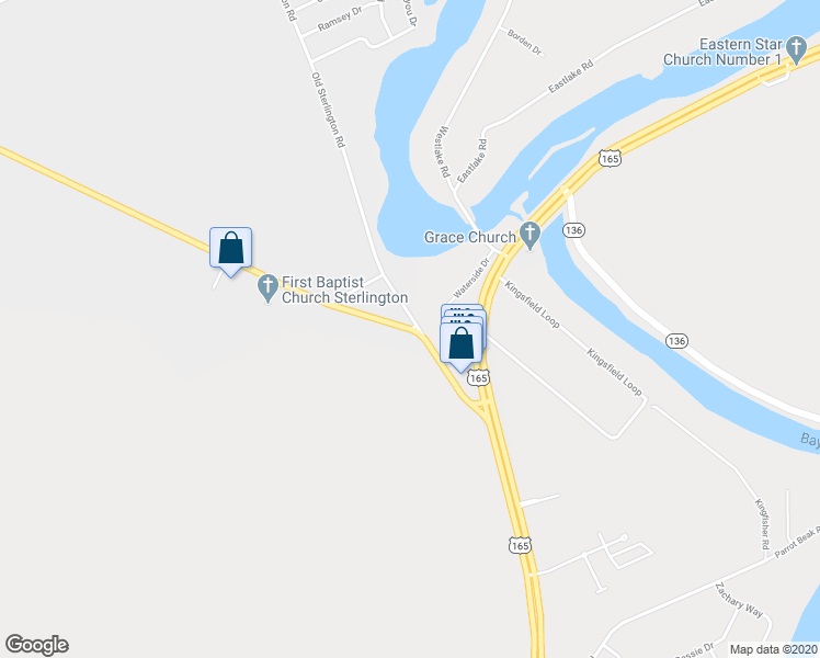 map of restaurants, bars, coffee shops, grocery stores, and more near 1080 State Route 2 in Sterlington