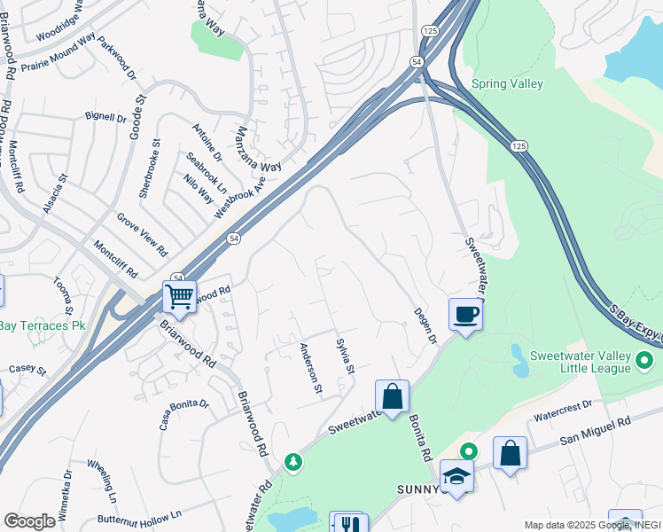 map of restaurants, bars, coffee shops, grocery stores, and more near 2849 Sylvia Street in Bonita