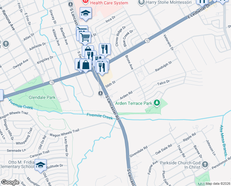 map of restaurants, bars, coffee shops, grocery stores, and more near 2140 Shellhorse Drive in Dallas