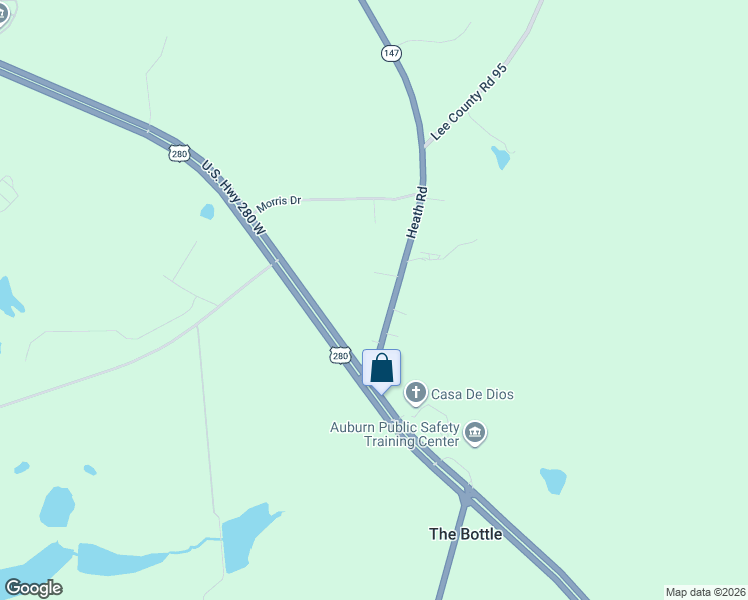 map of restaurants, bars, coffee shops, grocery stores, and more near 4921 Alabama 147 in Auburn