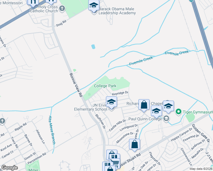 map of restaurants, bars, coffee shops, grocery stores, and more near 3405 Keyridge Drive in Dallas