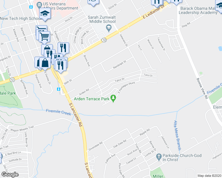 map of restaurants, bars, coffee shops, grocery stores, and more near 2343 Wolcott Drive in Dallas