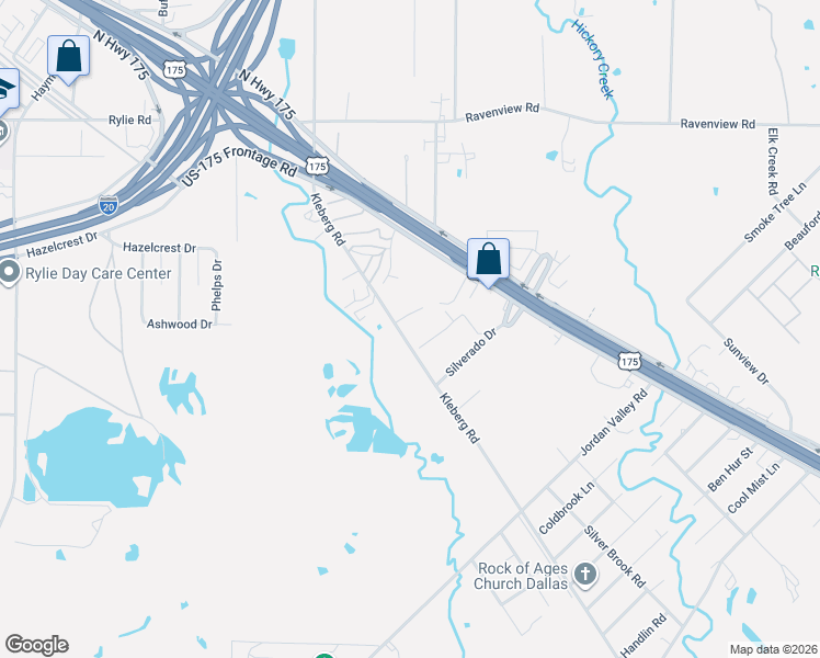 map of restaurants, bars, coffee shops, grocery stores, and more near 11737 Kleberg Road in Dallas