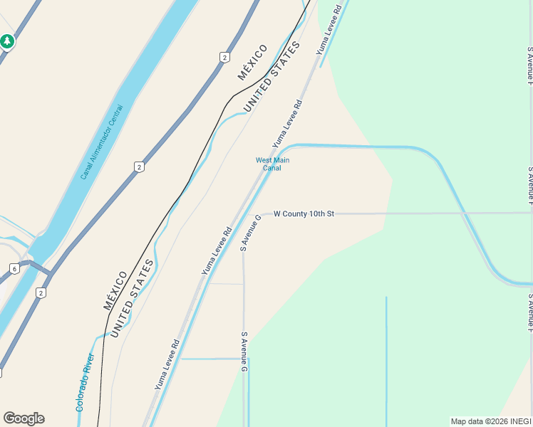 map of restaurants, bars, coffee shops, grocery stores, and more near 10001 South Avenue G in Yuma