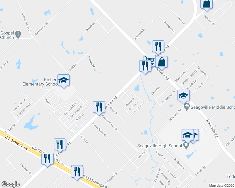 map of restaurants, bars, coffee shops, grocery stores, and more near 1275 South Beltline Road in Dallas