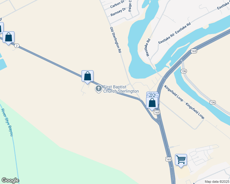 map of restaurants, bars, coffee shops, grocery stores, and more near 848 Louisiana 2 in Sterlington