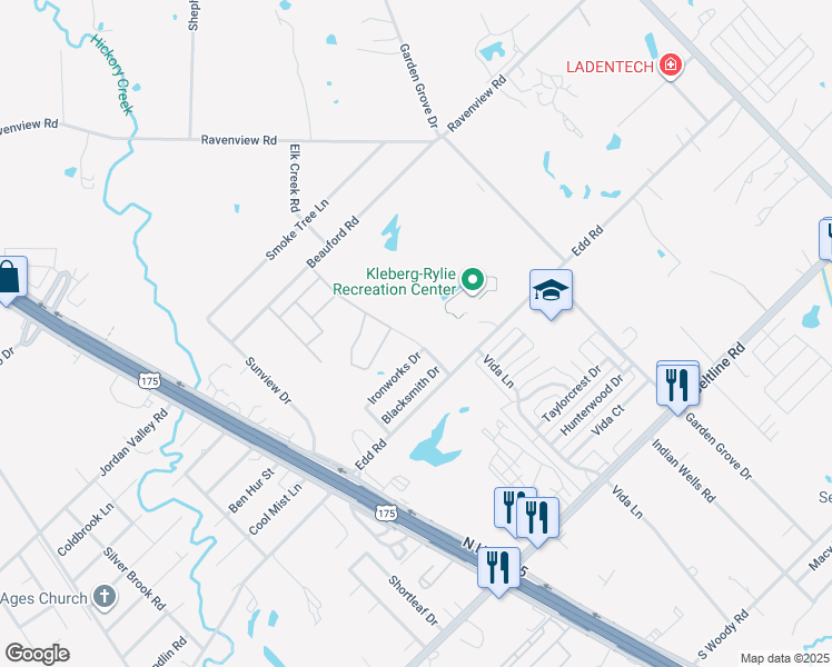 map of restaurants, bars, coffee shops, grocery stores, and more near 1921 Temper Lane in Dallas