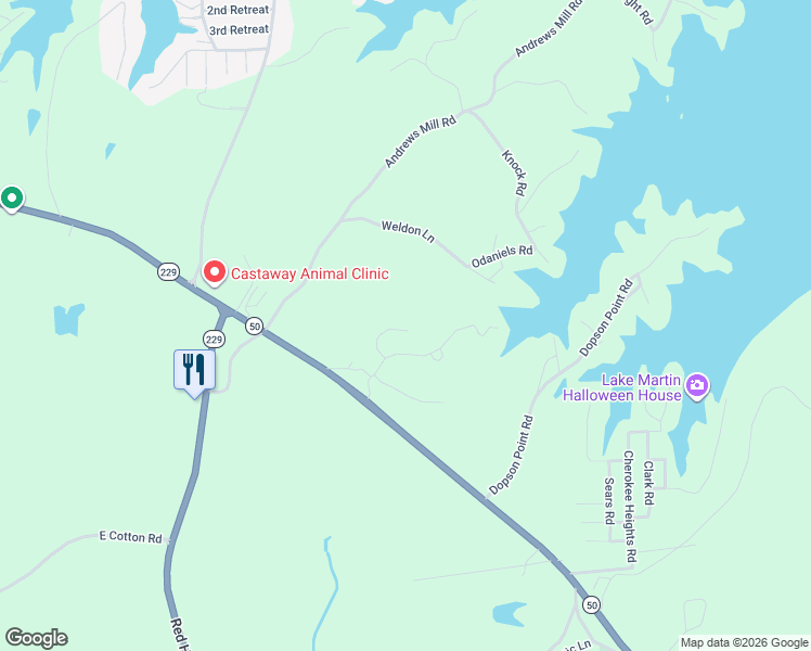 map of restaurants, bars, coffee shops, grocery stores, and more near 403 Martin Dam Road in Tallassee