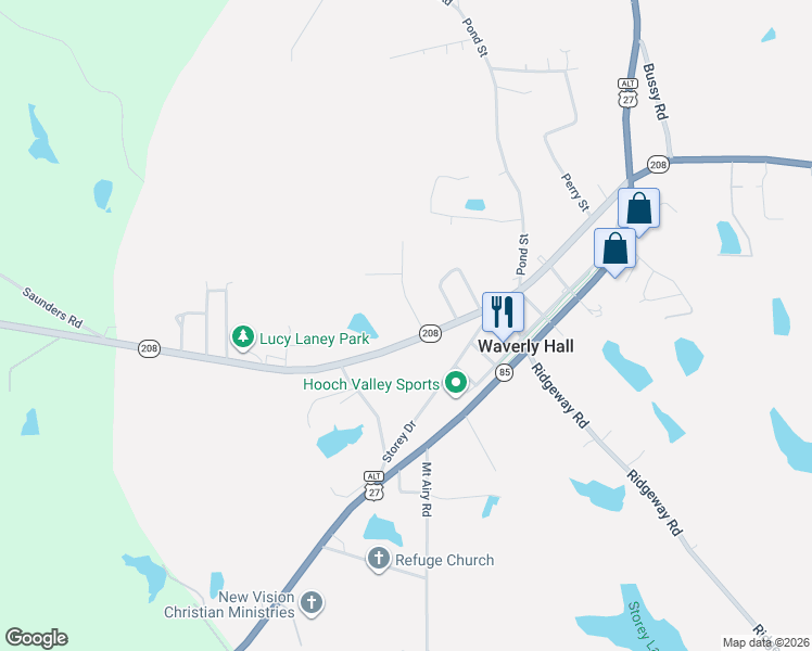 map of restaurants, bars, coffee shops, grocery stores, and more near 7178 West Old Wire Road in Waverly Hall