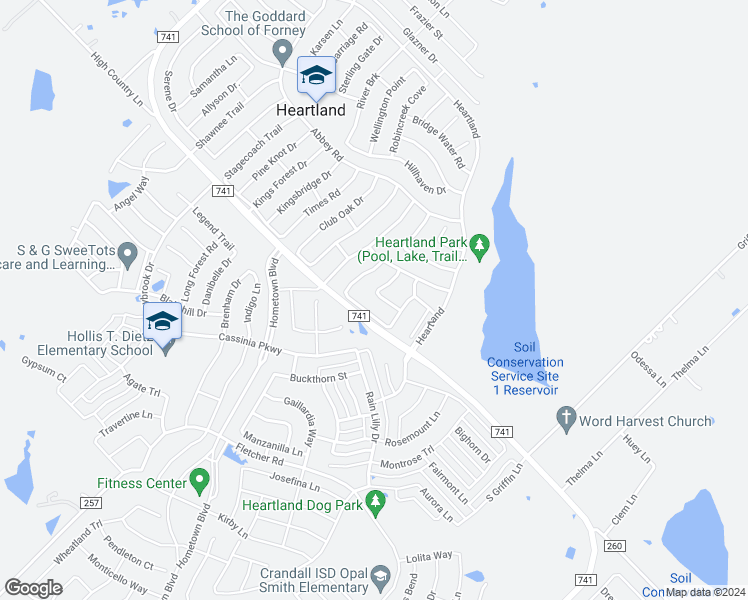map of restaurants, bars, coffee shops, grocery stores, and more near 4013 Liberty Trail in Heartland
