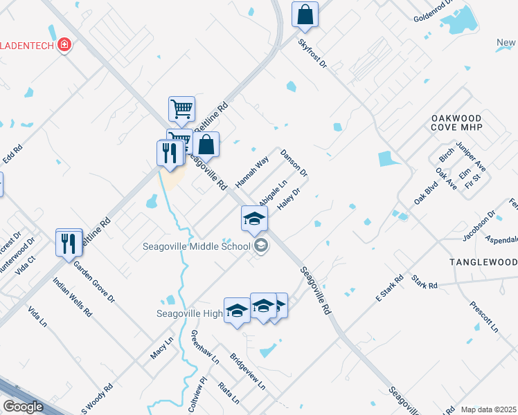 map of restaurants, bars, coffee shops, grocery stores, and more near 960 Abigale Lane in Dallas