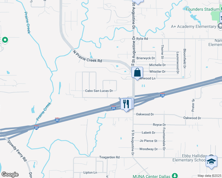 map of restaurants, bars, coffee shops, grocery stores, and more near 9447 Cabo San Lucas Drive in Dallas