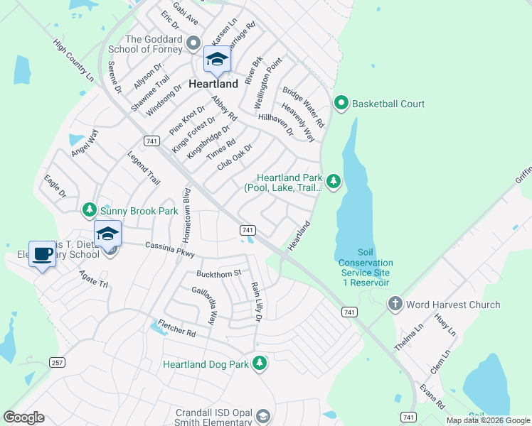 map of restaurants, bars, coffee shops, grocery stores, and more near 4008 Liberty Trail in Heartland