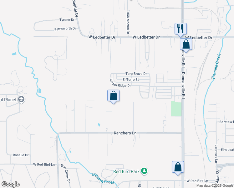 map of restaurants, bars, coffee shops, grocery stores, and more near 5356 Jordan Ridge Drive in Dallas