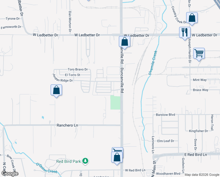 map of restaurants, bars, coffee shops, grocery stores, and more near 5102 Wesley Chapel Lane in Dallas