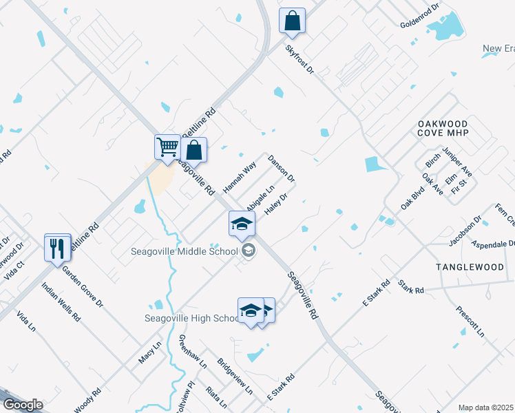 map of restaurants, bars, coffee shops, grocery stores, and more near 950 Abigale Lane in Dallas