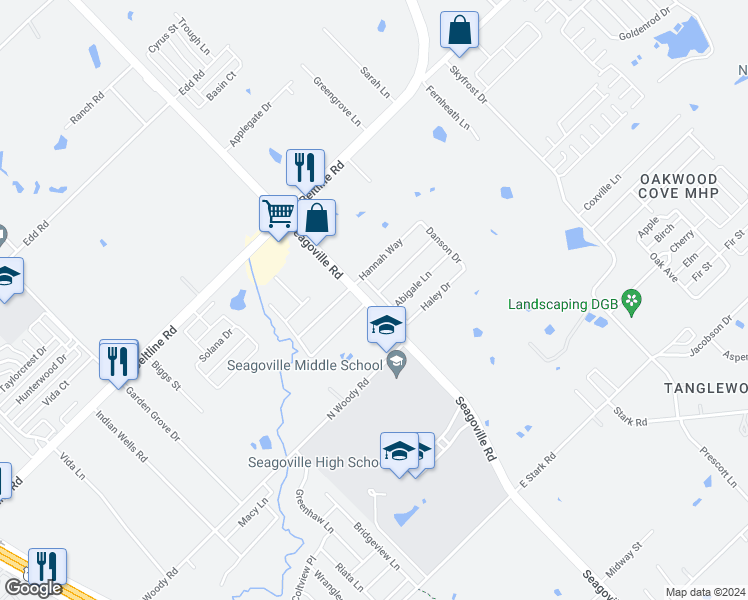 map of restaurants, bars, coffee shops, grocery stores, and more near 15622 Gatsby Lane in Dallas