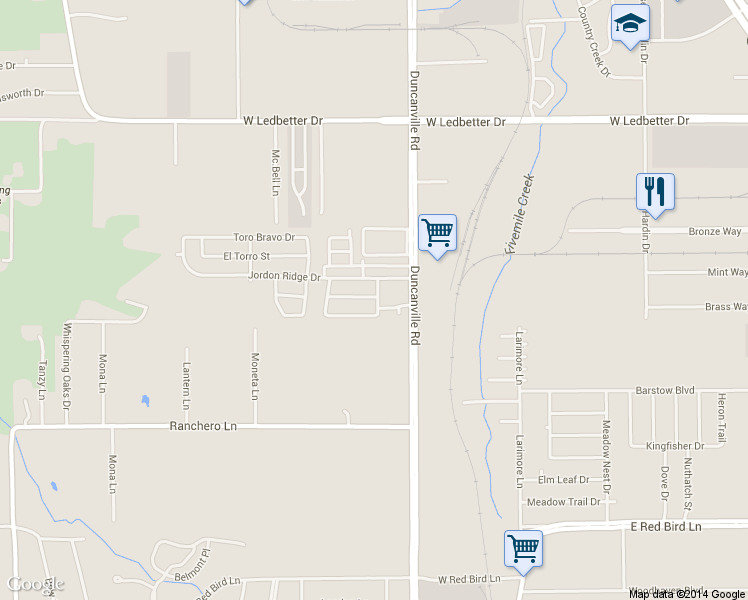 map of restaurants, bars, coffee shops, grocery stores, and more near 5102 Wesley Chapel Lane in Dallas