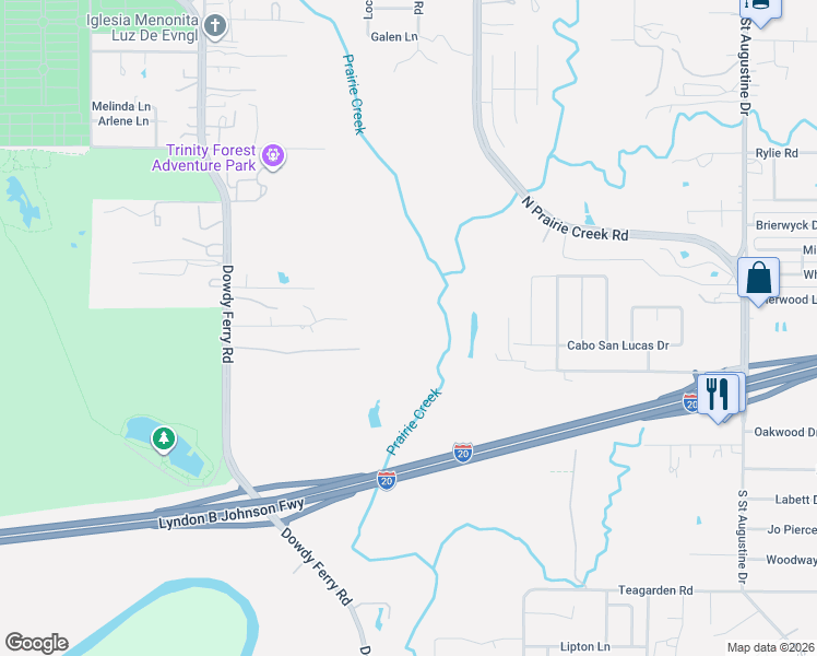 map of restaurants, bars, coffee shops, grocery stores, and more near 8472 Plainview Drive in Dallas