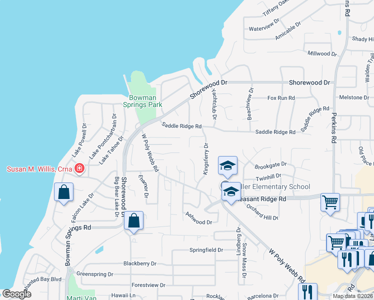map of restaurants, bars, coffee shops, grocery stores, and more near 6605 Johns Court in Arlington