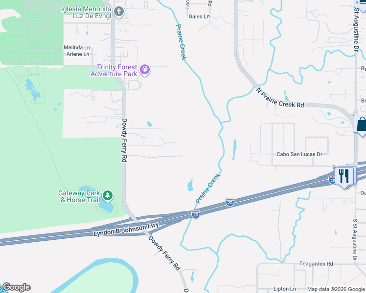 map of restaurants, bars, coffee shops, grocery stores, and more near 8436 Plainview Drive in Dallas
