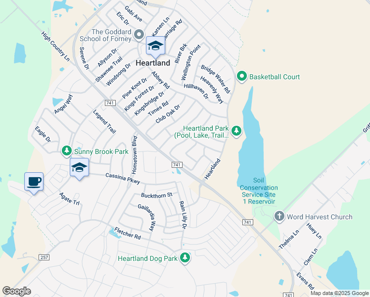 map of restaurants, bars, coffee shops, grocery stores, and more near 4021 Liberty Trail in Heartland