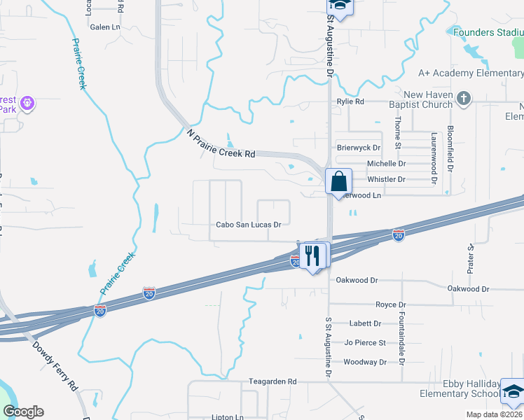 map of restaurants, bars, coffee shops, grocery stores, and more near 1614 Key Biscayne Dr in Dallas