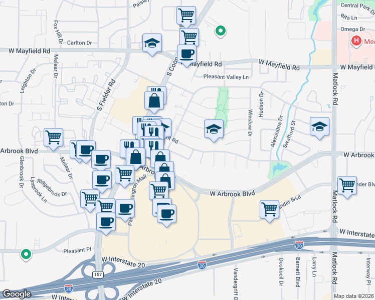 map of restaurants, bars, coffee shops, grocery stores, and more near 1107 Georgetown Street in Arlington
