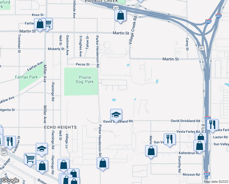 map of restaurants, bars, coffee shops, grocery stores, and more near 5109 Hawkeye Court in Fort Worth