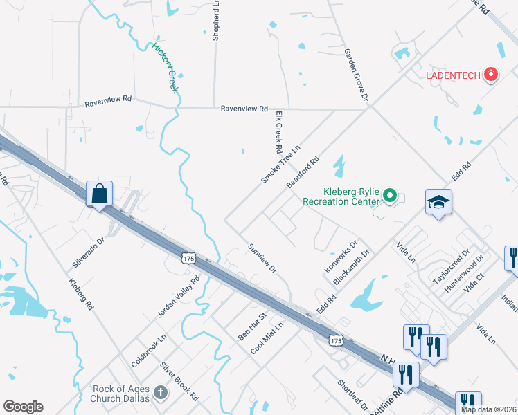 map of restaurants, bars, coffee shops, grocery stores, and more near 1839 Beauford Road in Dallas