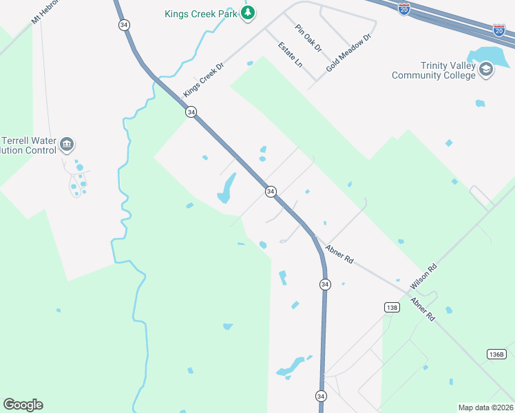 map of restaurants, bars, coffee shops, grocery stores, and more near 1075 Oak Ridge Drive in Terrell