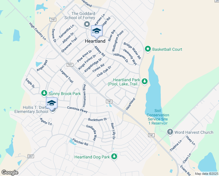 map of restaurants, bars, coffee shops, grocery stores, and more near 2015 Woodhurst Trail in Heartland