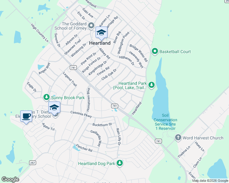 map of restaurants, bars, coffee shops, grocery stores, and more near 4021 Liberty Trail in Heartland