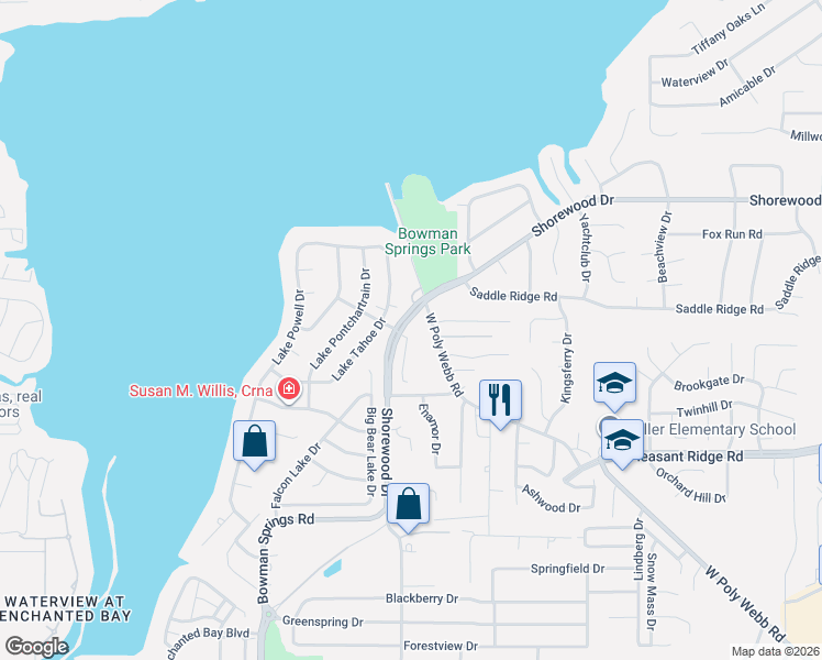 map of restaurants, bars, coffee shops, grocery stores, and more near 3608 Antares Way in Arlington