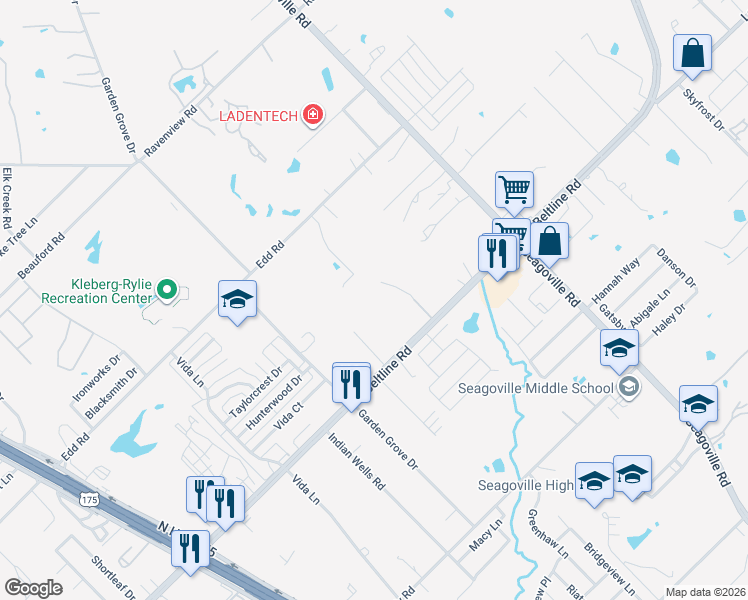 map of restaurants, bars, coffee shops, grocery stores, and more near 1275 South Beltline Road in Dallas