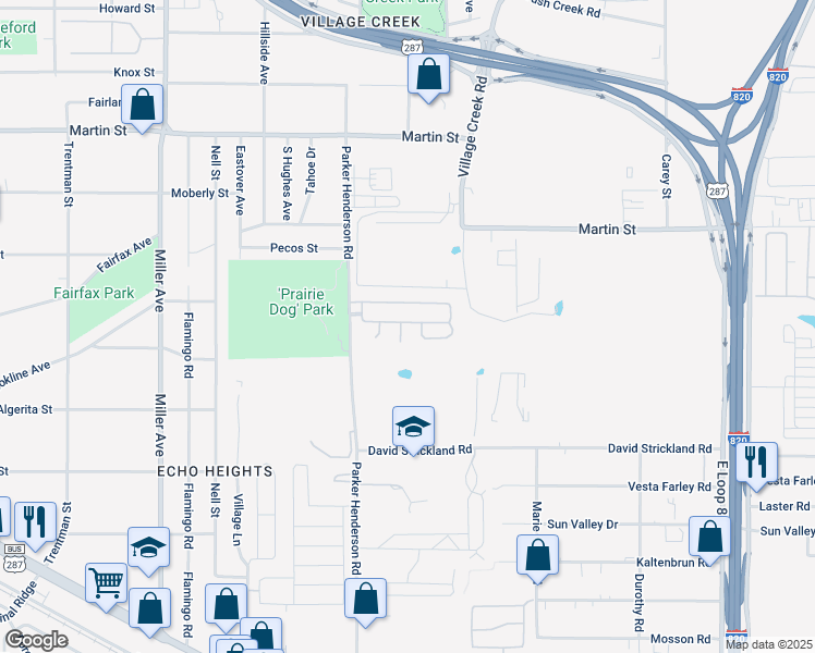 map of restaurants, bars, coffee shops, grocery stores, and more near 5109 Hawkeye Court in Fort Worth