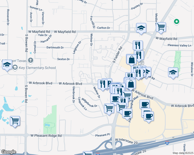 map of restaurants, bars, coffee shops, grocery stores, and more near 3700 Fiji Drive in Arlington
