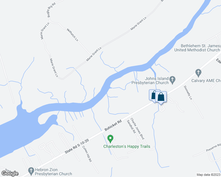 map of restaurants, bars, coffee shops, grocery stores, and more near 2657 Bohicket Road in Johns Island