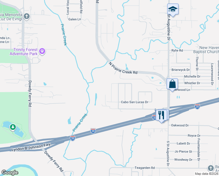map of restaurants, bars, coffee shops, grocery stores, and more near 1526 Portofino Drive in Dallas