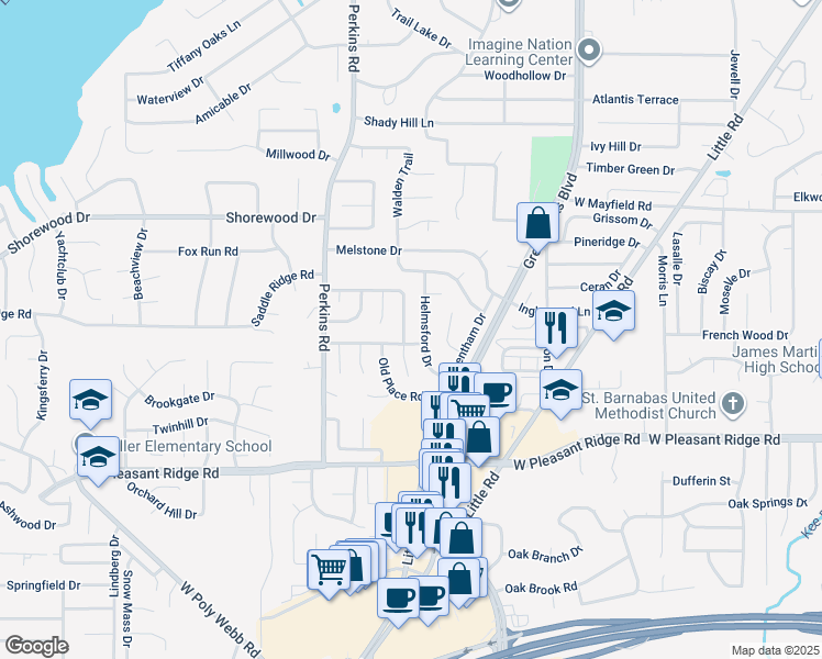 map of restaurants, bars, coffee shops, grocery stores, and more near 3807 Rustic Forest Trail in Arlington