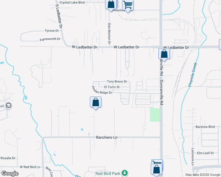 map of restaurants, bars, coffee shops, grocery stores, and more near 5312 El Torro Street in Dallas