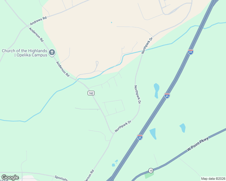 map of restaurants, bars, coffee shops, grocery stores, and more near Hannah Way in Opelika