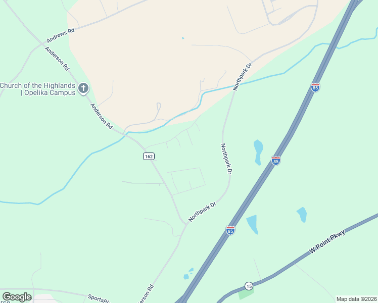 map of restaurants, bars, coffee shops, grocery stores, and more near Hannah Way in Opelika